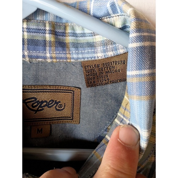 Roper Womens  Long Sleeve Shirt Western Blue Plaid Rodeo Horse  Riding Outdoors - Picture 4 of 7